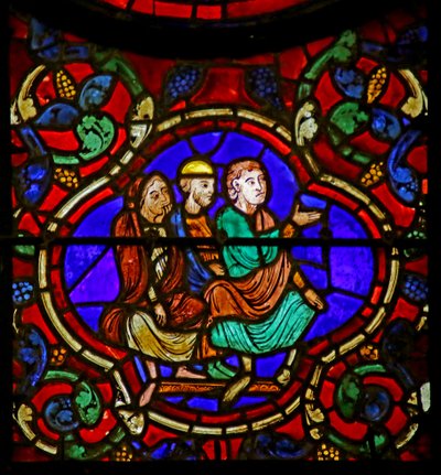 Spettatori, scena dalla Vita di San Martino, Cattedrale di Chartres da French School